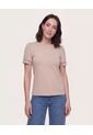 Camiseta Puff Sleeve Charm  Para Mujer Beige Ostu de Ostu
