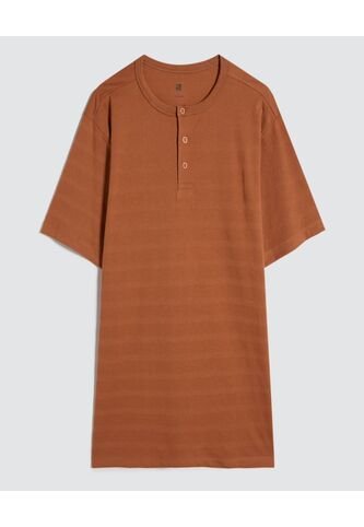 Camiseta Para Hombre Manga Corta Cuello Henley Color Terracota Marca Ostu #60091536 Ostu