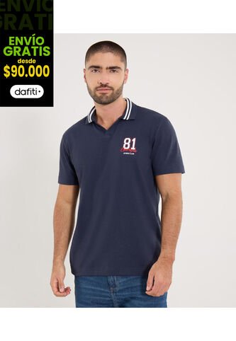 Polo Para Hombre Cuello Tejido Sin Bolsillo Color Azul Marca Ostu #60110843 Ostu