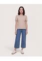 Camiseta Puff Sleeve Charm  Para Mujer Beige Ostu de Ostu