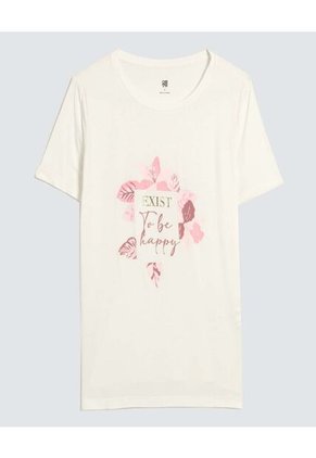 Camiseta Para Mujer Manga Corta Color Crema Marca Ostu #40092283