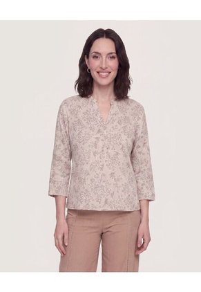 Blusa Basica Manga ¾ Para Mujer Café Ostu