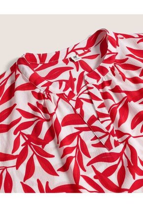 Blusa Escote En V Para Mujer Rojo Ostu
