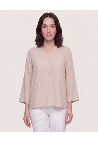 Blusa Basica Manga ¾  Para Mujer Café Ostu Ostu
