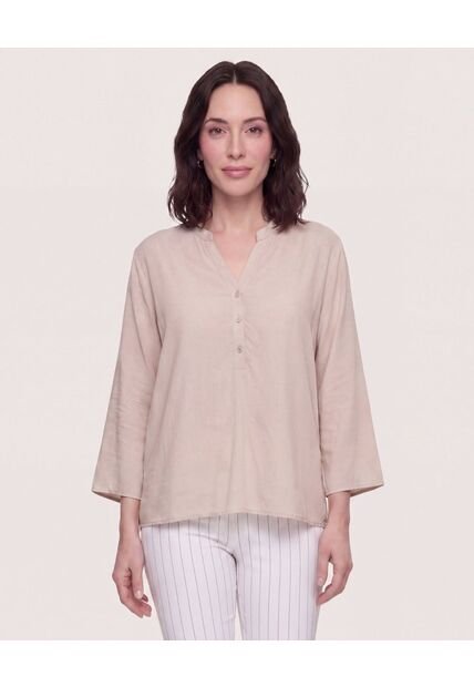 Blusa Basica Manga ¾  Para Mujer Café Ostu
