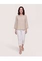 Blusa Basica Manga ¾  Para Mujer Café Ostu de Ostu