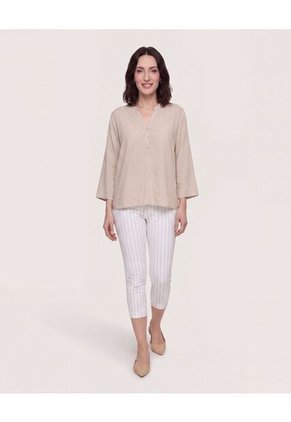 Blusa Basica Manga ¾  Para Mujer Café Ostu