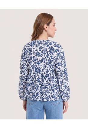 Blusa Estampada Boho Relax Para Mujer Azul Ostu