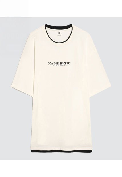 Camiseta Para Hombre Manga Corta Color Crema Marca Ostu #60091397