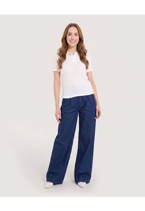 Jean Wide Leg Prenses Para Mujer Azul Ostu