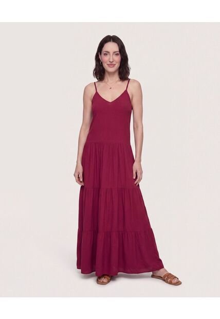 Vestido Largo  Para Mujer Vino Ostu