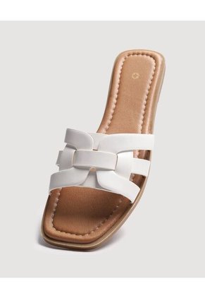 Sandalias Tejido Cruzado Para Mujer Beige Ostu