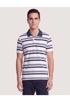 Polo Cuello Tejido A Rayas Para Hombre Azul Ostu