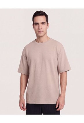 Camiseta Oversize Texturizada Para Hombre Café Ostu