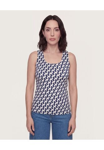 Top Basico Hombro Ancho  Para Mujer Azul Ostu Ostu