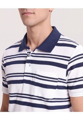 Polo Cuello Tejido A Rayas Para Hombre Azul Ostu