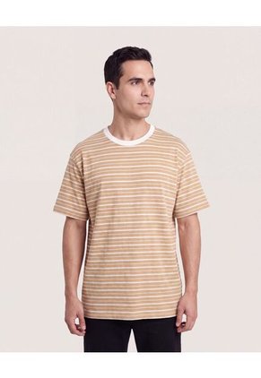 Camiseta Regular Preteñida Klang  Para Hombre Camel Ostu