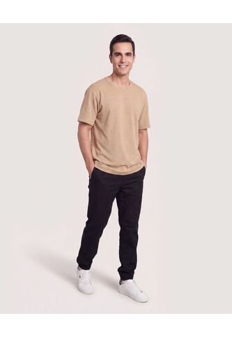 Camiseta Regular Preteñida Klang  Para Hombre Café Ostu Ostu
