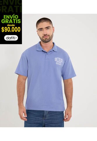 Polo Para Hombre Cuello Tejido Sin Bolsillo Color Azul Marca Ostu #60110819 Ostu