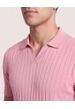 Polo Tricot Line Texture  Para Hombre Rosa Ostu de Ostu