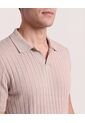 Polo Tricot Line Texture  Para Hombre Camel Ostu de Ostu