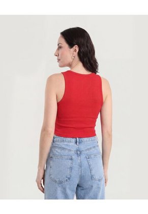 Tank Top Cuello Redondo  Para Mujer Rojo Ostu