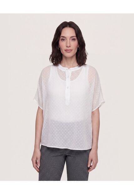 Blusa Mesh Estampada  Para Mujer Crema Ostu