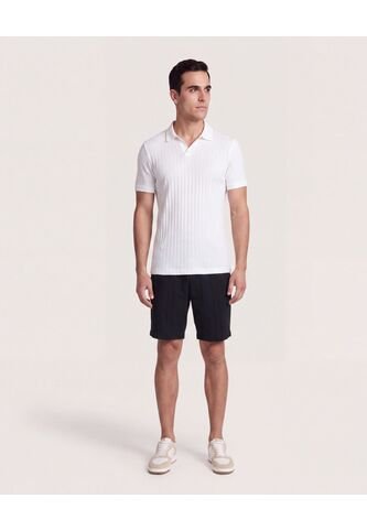 Polo Tricot Line Texture  Para Hombre Crema Ostu Ostu