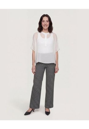 Blusa Mesh Estampada  Para Mujer Crema Ostu