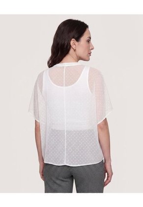 Blusa Mesh Estampada  Para Mujer Crema Ostu
