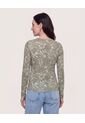 Camiseta Floral Keyhole  Para Mujer Verde Ostu de Ostu