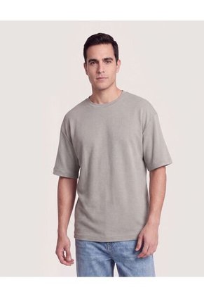 Camiseta Oversize Texturizada Para Hombre Verde Ostu