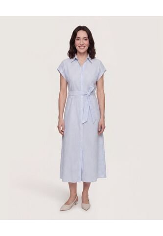 Vestido Camisero Stripe Mood  Para Mujer Azul Ostu Ostu