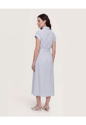 Vestido Camisero Stripe Mood  Para Mujer Azul Ostu