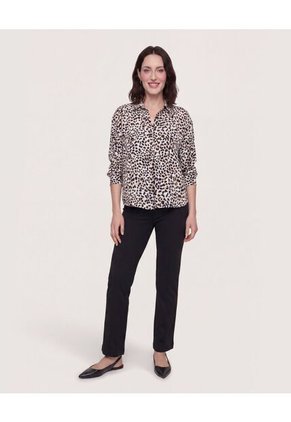 Blusa Fluid Manga 3/4  Para Mujer Negro Ostu