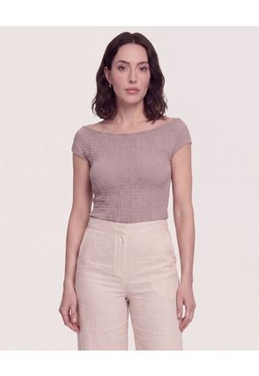 Body Texturizado Escote Ojal Para Mujer Café Ostu