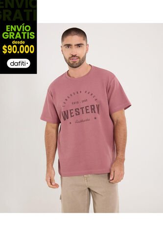 Camiseta Para Hombre Manga Corta Cuello Redondo Color Rosa Marca Ostu #60091775 Ostu