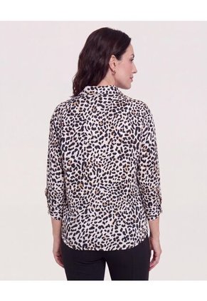 Blusa Fluid Manga 3/4  Para Mujer Negro Ostu