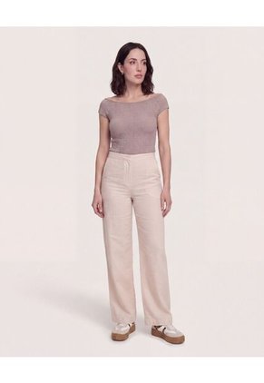 Body Texturizado Escote Ojal Para Mujer Café Ostu