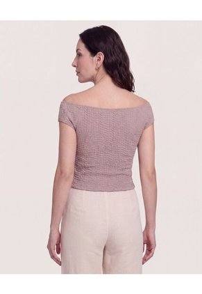 Body Texturizado Escote Ojal Para Mujer Café Ostu