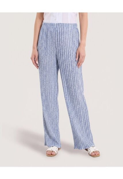 Pantalón Ancho Con Pretina Elástica  Para Mujer Azul Ostu