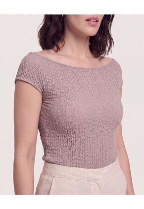 Body Texturizado Escote Ojal Para Mujer Café Ostu