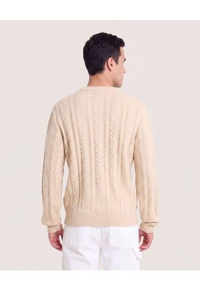 Buzo Tejido Trenzas Classic  Para Hombre Crema Ostu