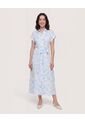Vestido Camisero Floral Flow  Para Mujer Azul Ostu de Ostu