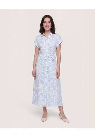 Vestido Camisero Floral Flow  Para Mujer Azul Ostu Ostu