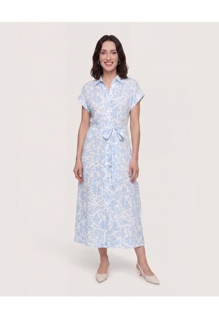 Vestido Camisero Floral Flow  Para Mujer Azul Ostu