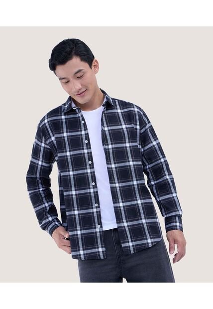 Camisa Para Hombre Manga Larga Sin Bolsillo Color Negro Marca Ostu #60010741