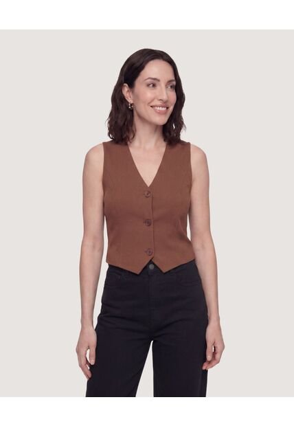 Chaleco Punto Modern  Para Mujer Café Ostu