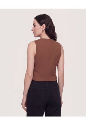 Chaleco Punto Modern Para Mujer Café Ostu