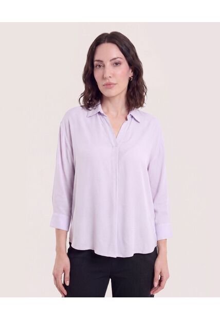 Blusa Fluid Manga 3/4  Para Mujer Lila Ostu